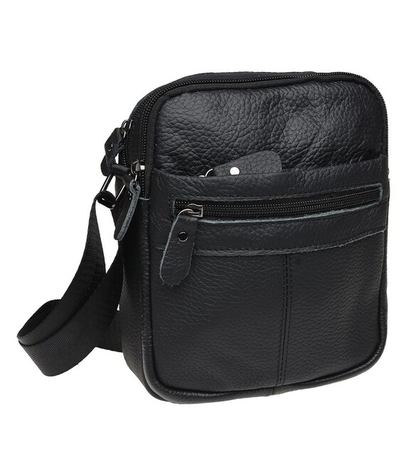 Чоловіча шкіряна сумка через плече Keizer K11816-black картинка, зображення, фото