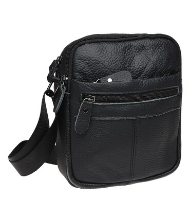Чоловіча шкіряна сумка через плече Keizer K11816-black картинка, зображення, фото