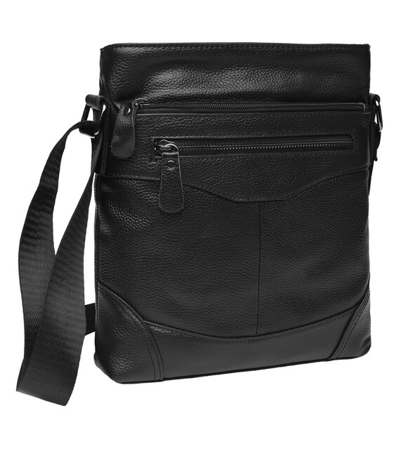 Чоловіча шкіряна сумка через плече Borsa Leather K17801-black картинка, зображення, фото