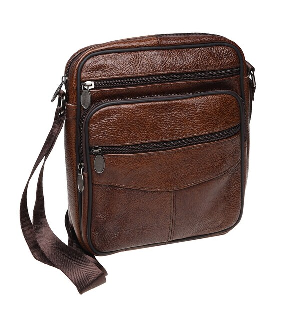 Чоловіча шкіряна сумка через плече Borsa Leather K18490-brown картинка, зображення, фото