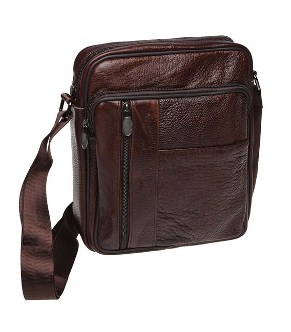 Мужская кожаная сумка через плечо Borsa Leather K18450-brown фото, картинка, изображение