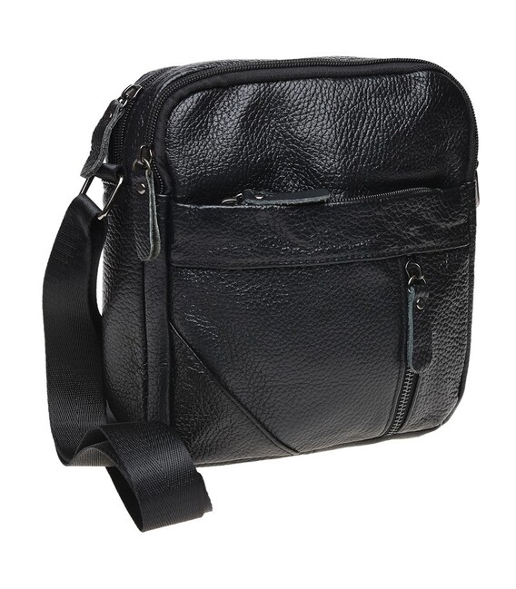 Мужская кожаная сумка через плечо Borsa Leather K11027-black фото, картинка, изображение