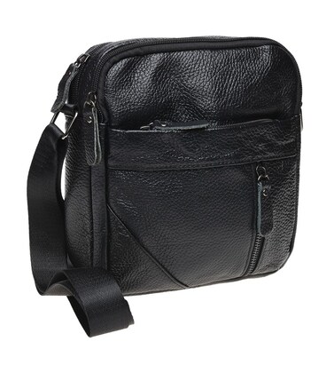 Чоловіча шкіряна сумка через плече Borsa Leather K11027-black картинка, зображення, фото