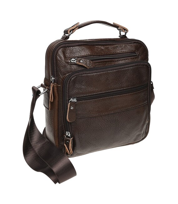 Мужская кожаная сумка на плечо Borsa Leather K15112-brown фото, картинка, изображение