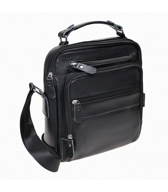 Мужская кожаная сумка на плечо Borsa Leather K15112-black фото, картинка, изображение