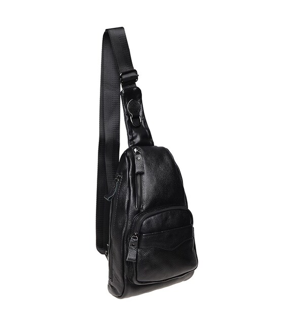 Мужской кожаный рюкзак через плечо Borsa Leather K1029-black фото, картинка, изображение