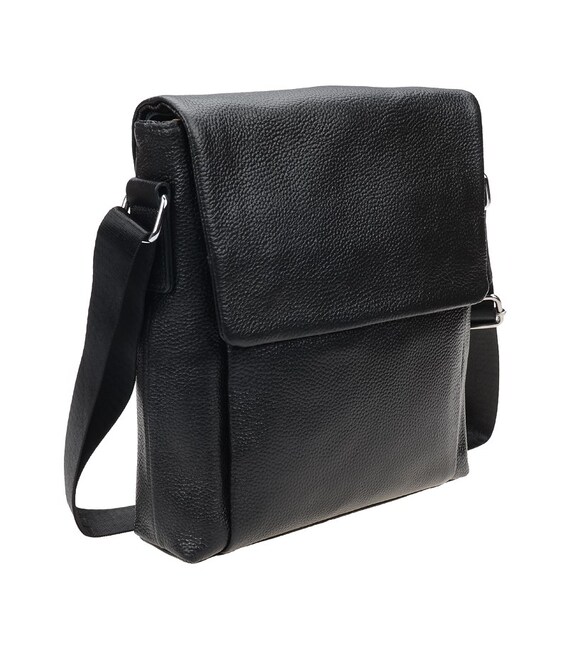 Мужской кожаный мессенджер Borsa Leather 1t9168-black фото, картинка, изображение