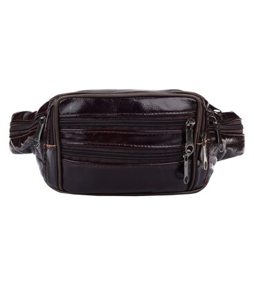 Мужская кожаная сумка на пояс Borsa Leather 1t167m-brown фото, картинка, изображение