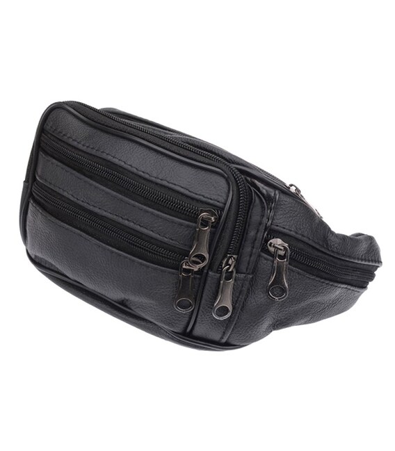 Мужская кожаная сумка на пояс Borsa Leather 1t166m-black фото, картинка, изображение