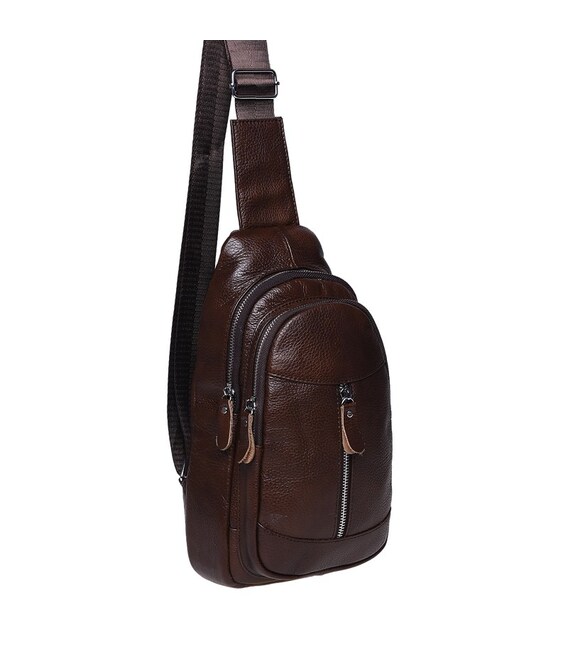 Чоловічий шкіряний рюкзак через плече Borsa Leather K1318-brown картинка, зображення, фото
