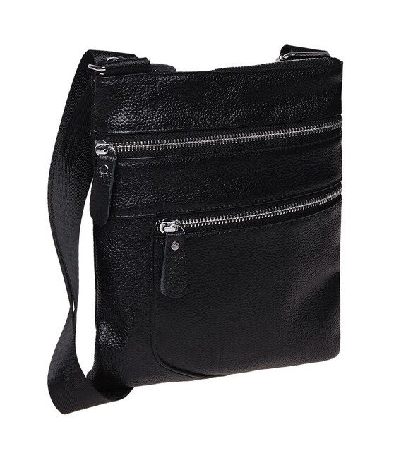 Чоловіча шкіряна сумка Borsa Leather K1307-black картинка, зображення, фото