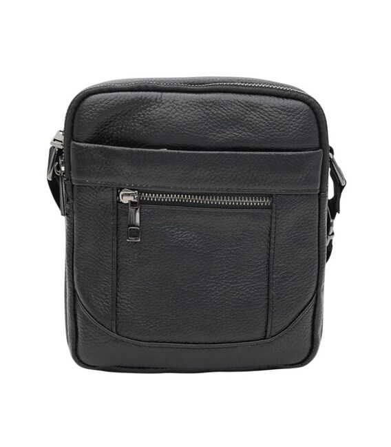 Черная кожаная сумка Borsa Leather 10m223-black фото, картинка, изображение