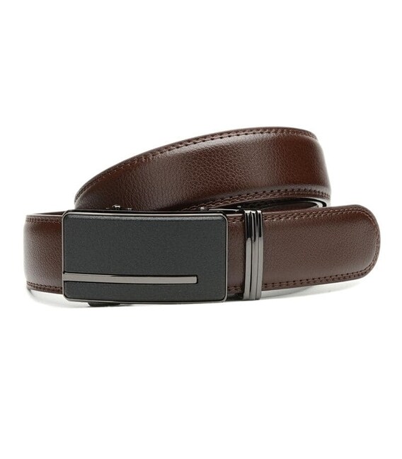 Мужской кожаный ремень с пряжкой автомат CV1335-5-brown фото, картинка, изображение