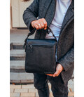 Мужская кожаная сумка-мессенджер, барсетка на одно плече 22x26x6 Tiding Bag 75-5271 черная фото, картинка, изображение