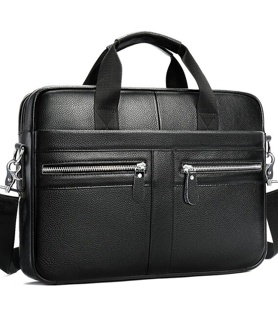 Чоловіча сумка для ноутбука та документів 39x28×8, портфель для офісної роботи, чорний картинка, зображення, фото