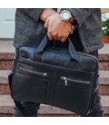 Мужская сумка для ноутбука и документов 39x28×8, портфель для офисной работы, черный фото, картинка, изображение