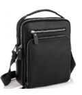 Шкіряна чоловіча сумка-барсетка через плече 22х26х7 / месенджер для телефону та документів, чорний картинка, зображення, фото