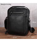 Кожаная мужская сумка-барсетка через плечо 22х26х7 / мессенджер для телефона и документов, черный фото, картинка, изображение