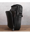 Кожаная мужская сумка-барсетка через плечо 22х26х7 / мессенджер для телефона и документов, черный фото, картинка, изображение