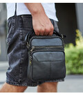 Мужская черная сумка-барсетка 18x22x8, мессендежр из натуральной кожи Tiding Bag M2237A черный фото, картинка, изображение