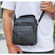 Мужская черная сумка-барсетка 18x22x8, мессендежр из натуральной кожи Tiding Bag M2237A черный фото