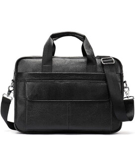 Шкіряна чоловіча сумка для ноутбука і документів чорна 39х28х8, портфель для офісного працівника, чорний картинка, зображення, ф