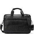 Шкіряна чоловіча сумка для ноутбука і документів чорна 39х28х8, портфель для офісного працівника, чорний картинка, зображення, ф