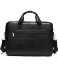 Кожаная мужская сумка для ноутбука и документов черная 39х28х8, портфель для офисного работника, черный фото, картинка, изображе
