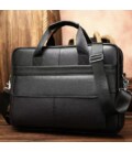 Шкіряна чоловіча сумка для ноутбука і документів чорна 39х28х8, портфель для офісного працівника, чорний картинка, зображення, ф