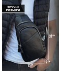 Сумка-слинг мужская через плече 17х32х8, бананка из натуральной кожи TIDING BAG A25F-515-1A черная фото, картинка, изображение