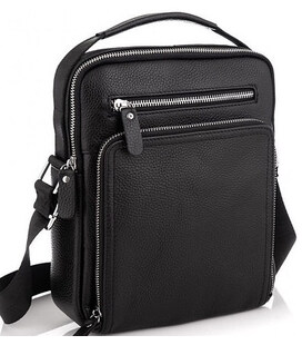 Шкіряна чоловіча сумка-барсетка 21х26х6, месенджер через плече з ручкою Tiding Bag M32432 чорний картинка, зображення, фото