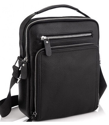 Шкіряна чоловіча сумка-барсетка 21х26х6, месенджер через плече з ручкою Tiding Bag M32432 чорний картинка, зображення, фото