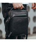 Шкіряна чоловіча сумка-барсетка 21х26х6, месенджер через плече з ручкою Tiding Bag M32432 чорний картинка, зображення, фото