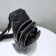 Чоловічий слінг шкіряний 32х18х8, сумка рюкзак на плече зерниста, бананка для документів23242 чорна картинка, зображення, фото