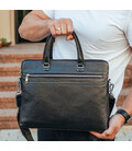 Шкіряна чоловіча ділова сумка 38x29x8, папка портфель для роботи Tiding Bag 30987 чорна картинка, зображення, фото