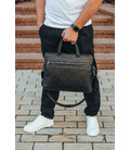Кожаная мужская деловая сумка 38x29x8, папка портфель для работы Tiding Bag 30987 черная фото, картинка, изображение