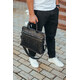 Кожаная мужская деловая сумка 38x29x8, папка портфель для работы Tiding Bag 30987 черная фото