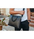 Кожаная мужская деловая сумка 38x29x8, папка портфель для работы Tiding Bag 30987 черная фото, картинка, изображение