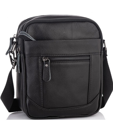 Мужская барсетка 18х21х7, кожаная сумка планшетка через плечо Tiding Bag SK N5386 черная фото, картинка, изображение