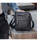 Чоловіча барсетка 18х21х7, сумка шкіряна планшетка через плече Tiding Bag SK N5386 чорна картинка, зображення, фото