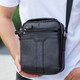 Кожаная мужская сумка-барсетка 21х25х6, мессенджер с ручкой Tiding Bag 73957 черная фото