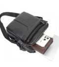 Шкіряна чоловіча сумка-барсетка 21х25х6, месенджер з ручкою Tiding Bag 73957 чорна картинка, зображення, фото