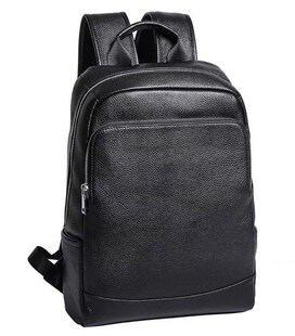 Рюкзак мужской кожаный 28х40х14, городская наплечная сумка для ноутбука и документов, черный фото, картинка, изображение