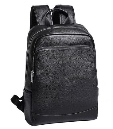 Рюкзак чоловічий шкіряний 28х40х14, міська сумка наплічна для ноутбука та документів, чорний картинка, зображення, фото