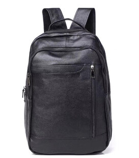 Міський чоловічий шкіряний рюкзак 28х42х18, сумка на плечі для ноутбука Tiding Bag B2-03555A, чорна картинка, зображення, фото