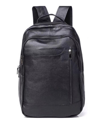 Міський чоловічий шкіряний рюкзак 28х42х18, сумка на плечі для ноутбука Tiding Bag B2-03555A, чорна картинка, зображення, фото