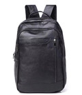 Міський чоловічий шкіряний рюкзак 28х42х18, сумка на плечі для ноутбука Tiding Bag B2-03555A, чорна картинка, зображення, фото