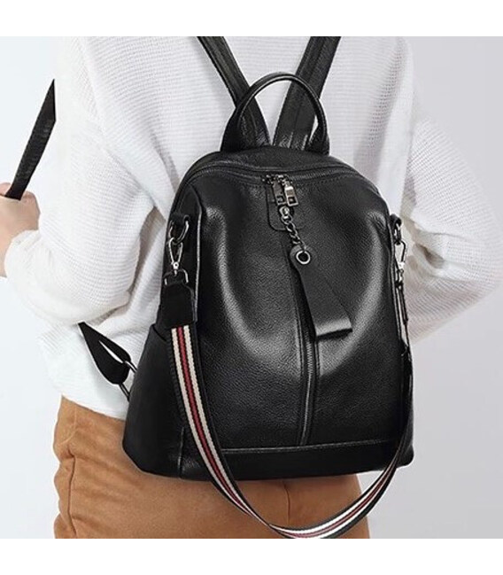 Жіночий рюкзак молодіжний шкіряний міський 23х30х13, сумка на спину для роботи, чорна картинка, зображення, фото