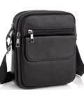 Кожаная мужская сумка 17х21х5, барсетка через плечо Tiding Bag 4134A черная фото, картинка, изображение