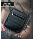 Шкіряна чоловіча сумка 17х21х5, барсетка через плече Tiding Bag 4134A чорна картинка, зображення, фото